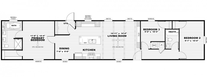 3 Beds, 2 Baths, 1216 Sqft. Carrington Pointe 1